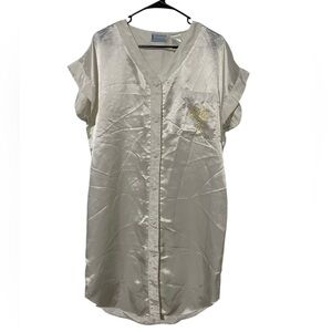 Inhibitions Vintage Satin Nightgown Shirt Dress